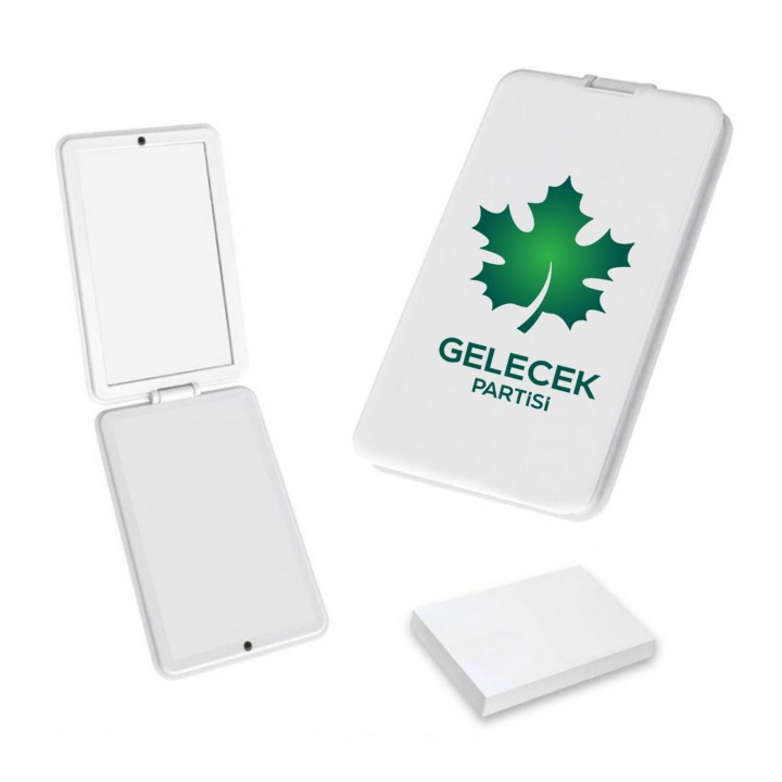 Gelecek Partisi Logolu Beyaz Kapaklı Promosyon Cep Aynası