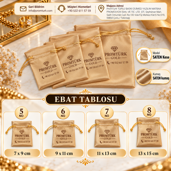 Gold Saten Kuyumcu Kesesi